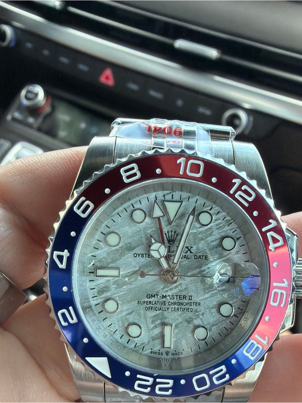 Red and Blue Bezel with Silver Meteorite Dial 41mm no box